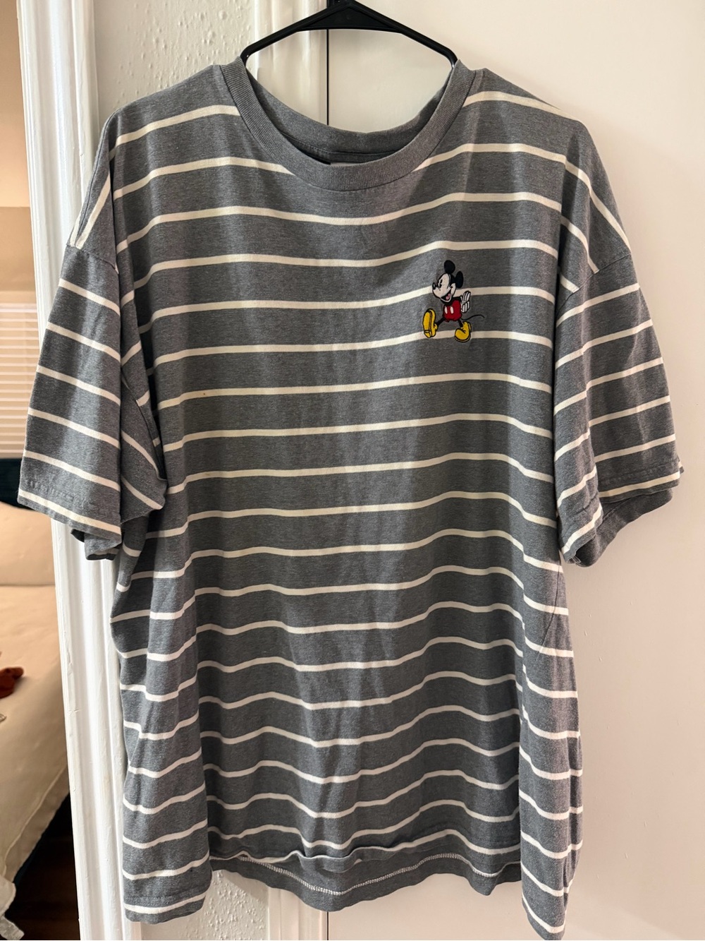 Y2KDisney Mickey Mouse Gray Striped Men's T-Shirt